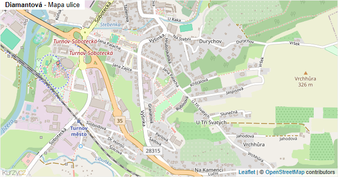 Diamantová - mapa ulice