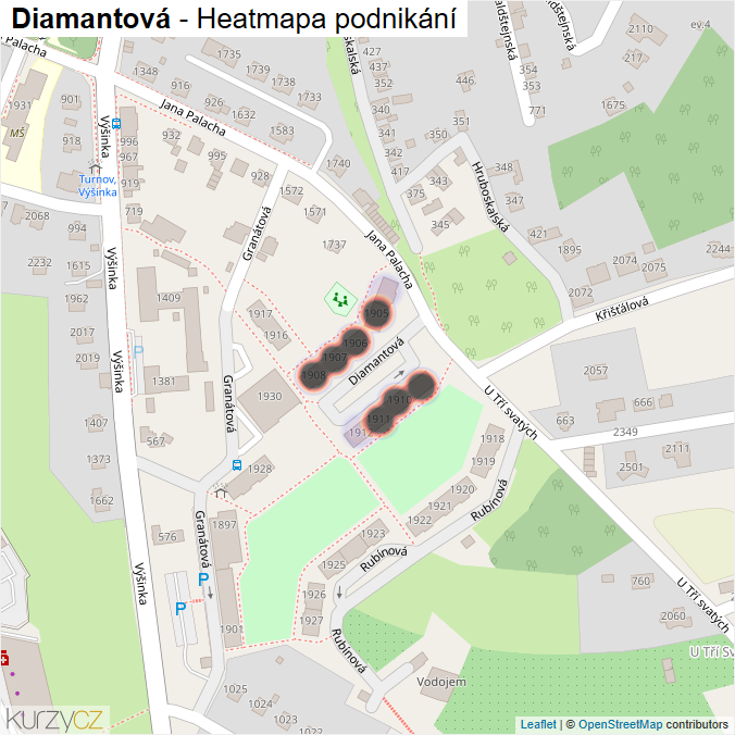 Mapa Diamantová - Firmy v ulici.