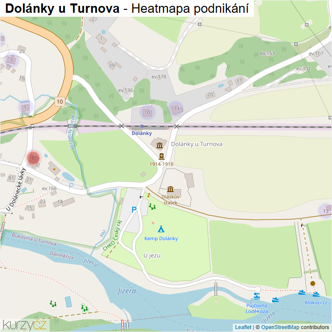 Mapa Dolánky u Turnova - Firmy v části obce.