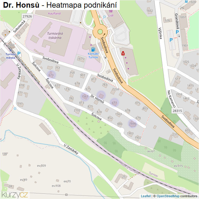 Mapa Dr. Honsů - Firmy v ulici.