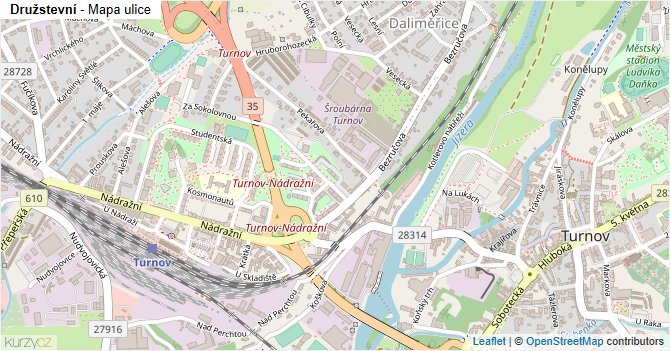 Družstevní - mapa ulice