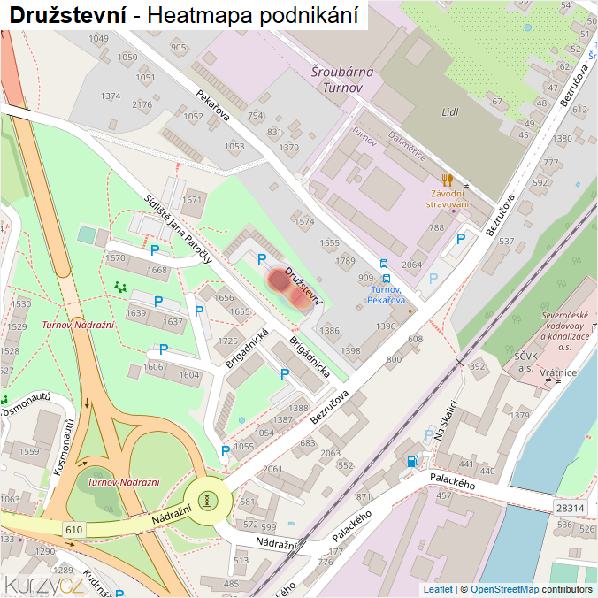 Mapa Družstevní - Firmy v ulici.