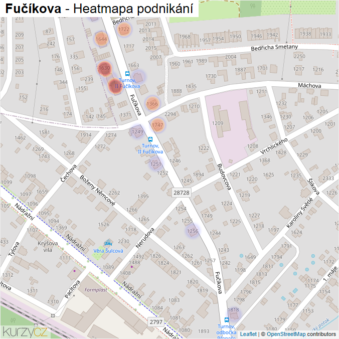 Mapa Fučíkova - Firmy v ulici.