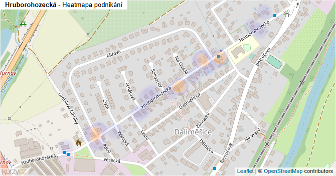 Hruborohozecká - mapa podnikání