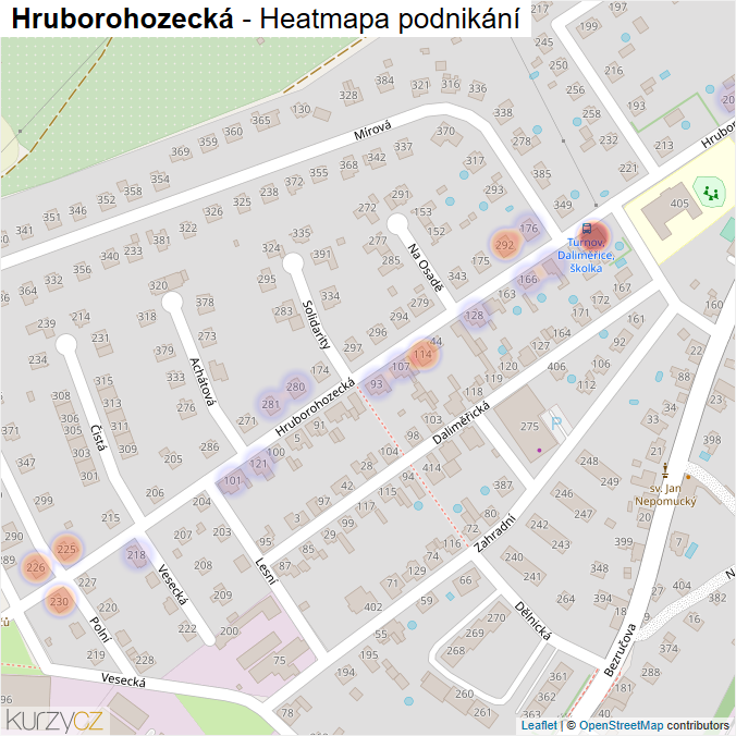 Mapa Hruborohozecká - Firmy v ulici.