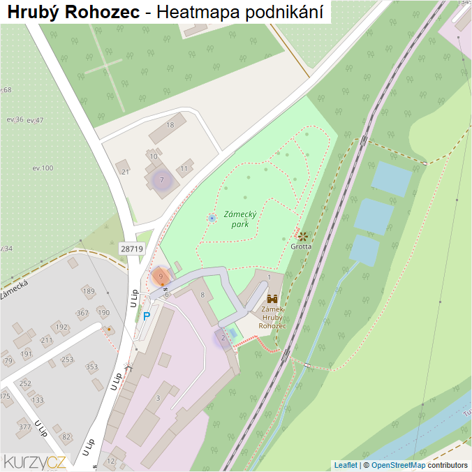 Mapa Hrubý Rohozec - Firmy v části obce.