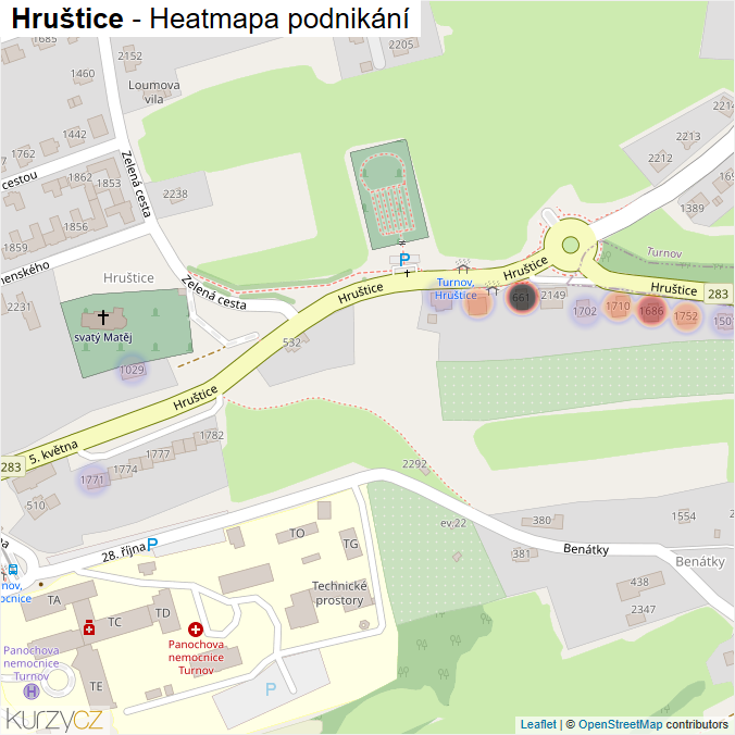 Mapa Hruštice - Firmy v ulici.