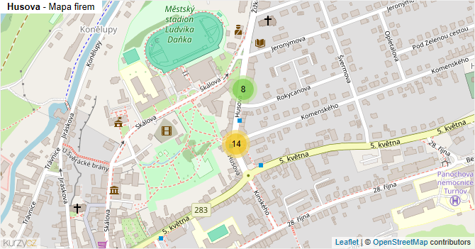 Husova - mapa firem