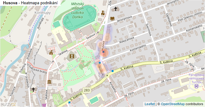 Husova - mapa podnikání