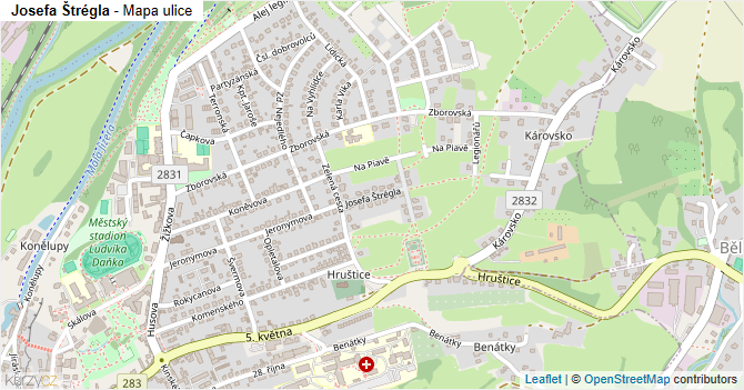Josefa Štrégla - mapa ulice