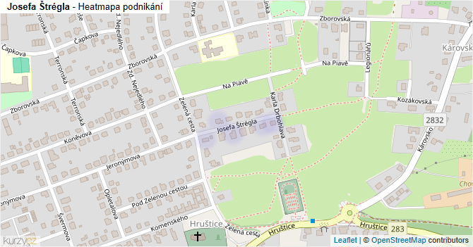 Josefa Štrégla - mapa podnikání