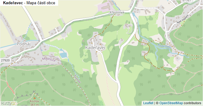 Kadeřavec - mapa části obce