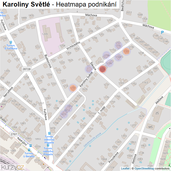 Mapa Karoliny Světlé - Firmy v ulici.