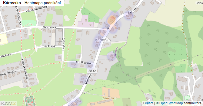 Károvsko - mapa podnikání