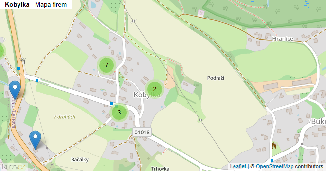 Kobylka - mapa firem