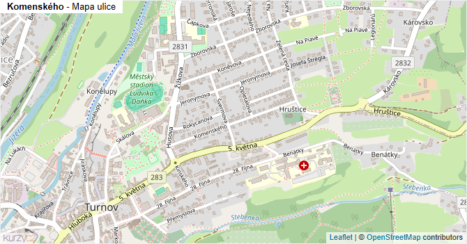 Komenského - mapa ulice