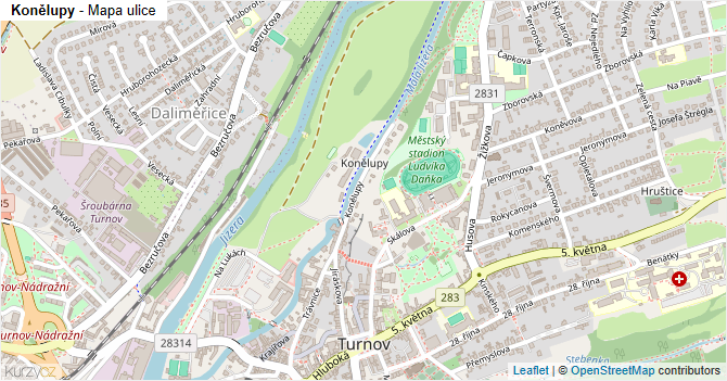 Konělupy - mapa ulice