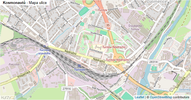 Kosmonautů - mapa ulice