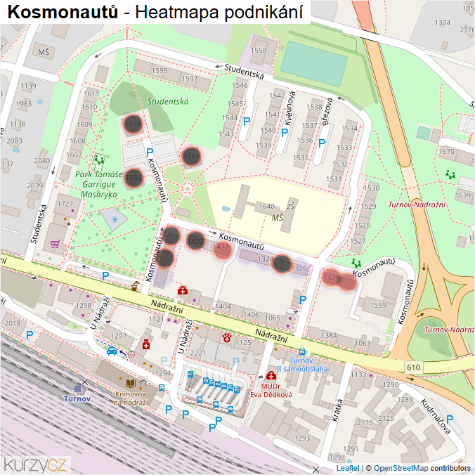 Mapa Kosmonautů - Firmy v ulici.