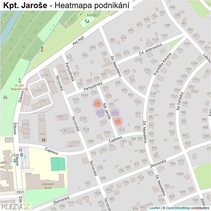 Mapa Kpt. Jaroše - Firmy v ulici.