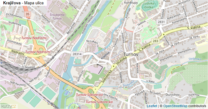 Krajířova - mapa ulice