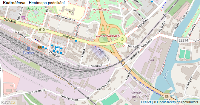Kudrnáčova - mapa podnikání