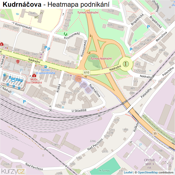 Mapa Kudrnáčova - Firmy v ulici.