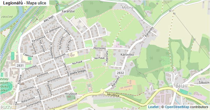 Legionářů - mapa ulice