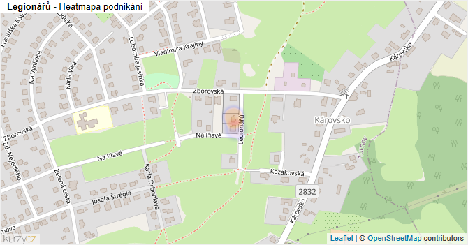 Legionářů - mapa podnikání