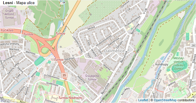 Lesní - mapa ulice