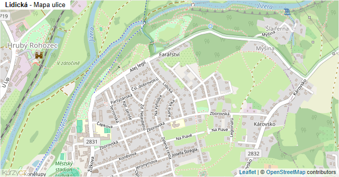 Lidická - mapa ulice