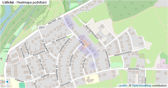Lidická - mapa podnikání