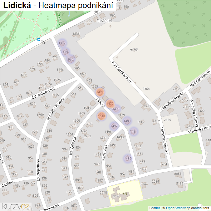 Mapa Lidická - Firmy v ulici.