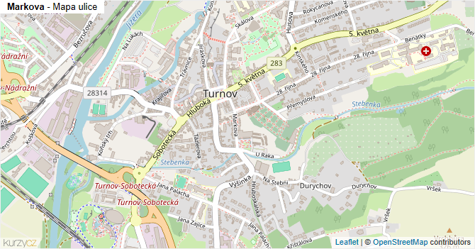 Markova - mapa ulice