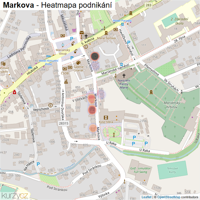 Mapa Markova - Firmy v ulici.