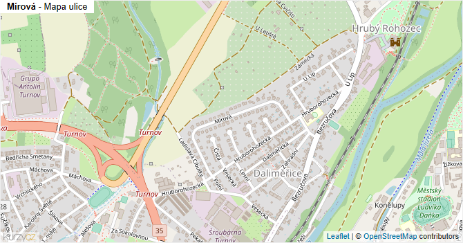 Mírová - mapa ulice