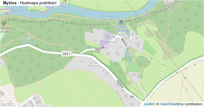 Myšina - mapa podnikání