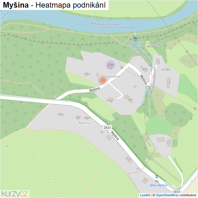 Mapa Myšina - Firmy v ulici.