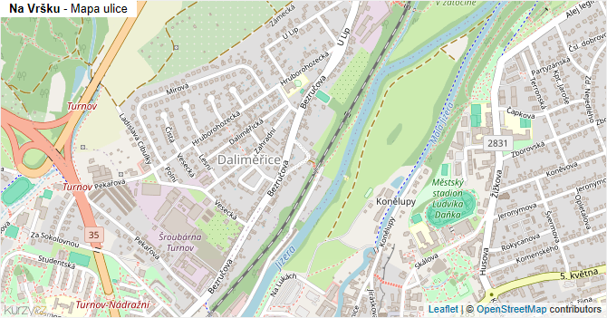Na Vršku - mapa ulice
