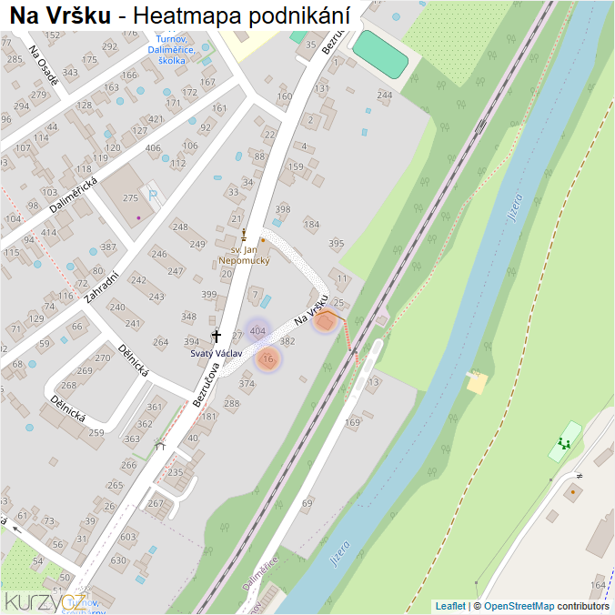 Mapa Na Vršku - Firmy v ulici.