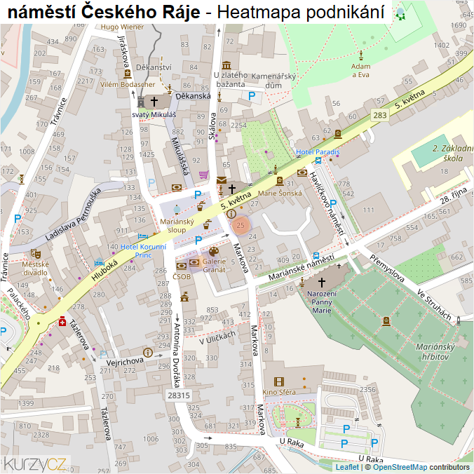 Mapa náměstí Českého Ráje - Firmy v ulici.