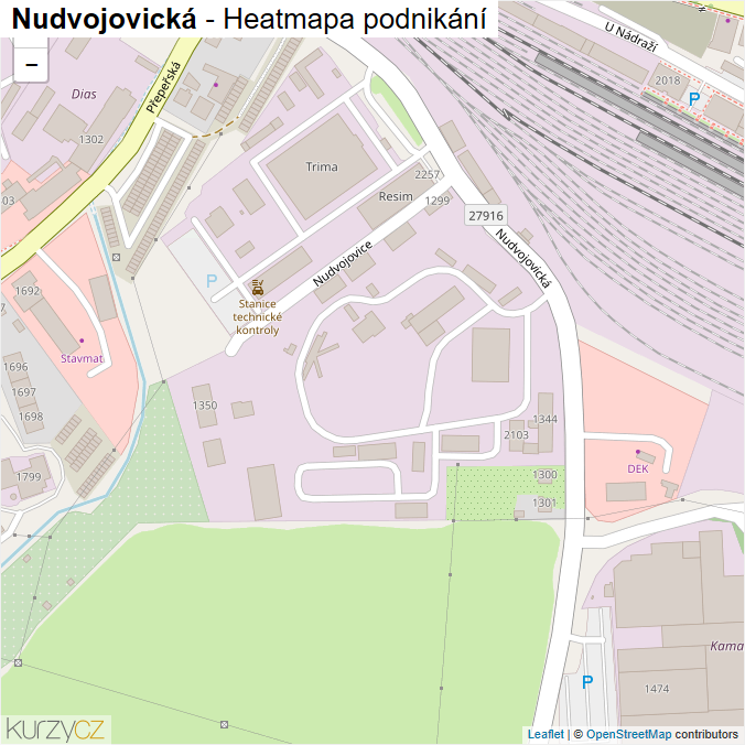 Mapa Nudvojovická - Firmy v ulici.