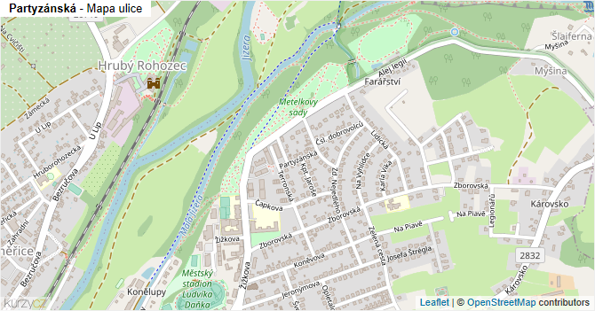 Partyzánská - mapa ulice