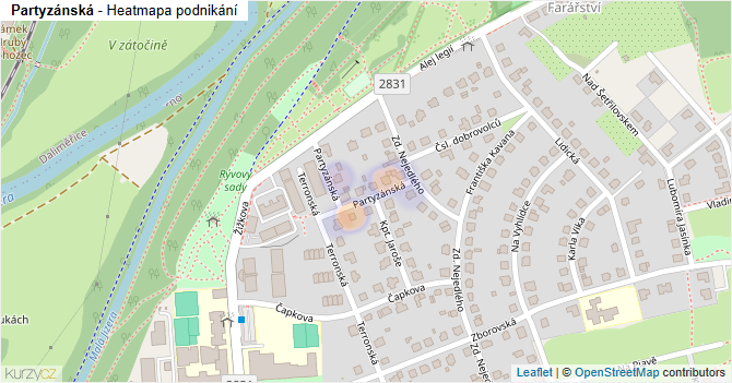Partyzánská - mapa podnikání