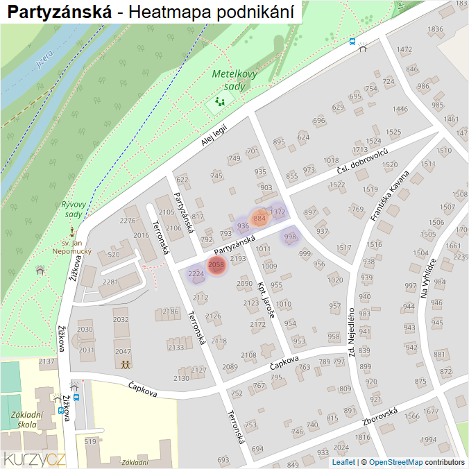 Mapa Partyzánská - Firmy v ulici.