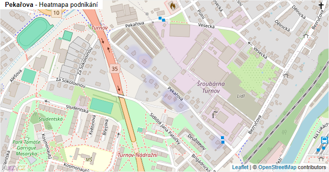Pekařova - mapa podnikání