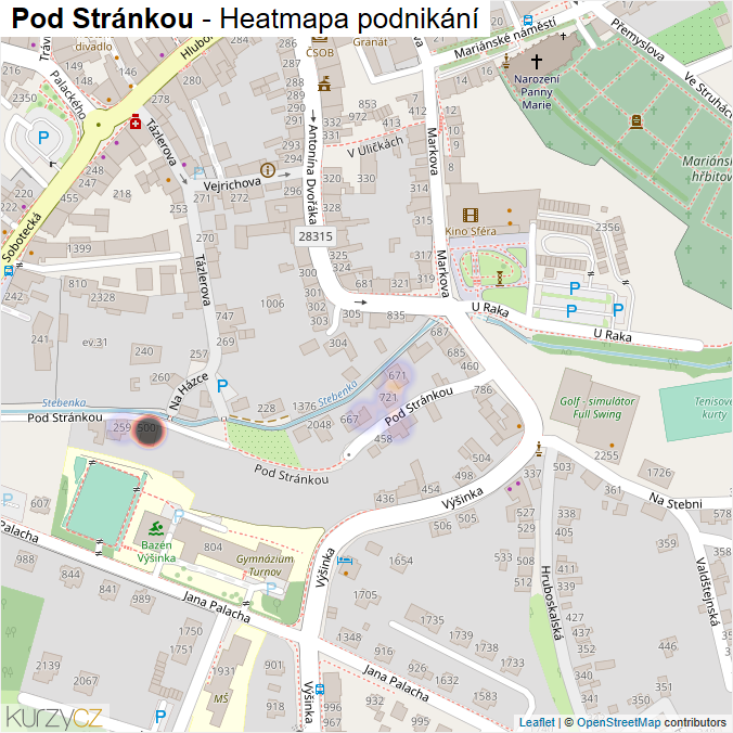 Mapa Pod Stránkou - Firmy v ulici.