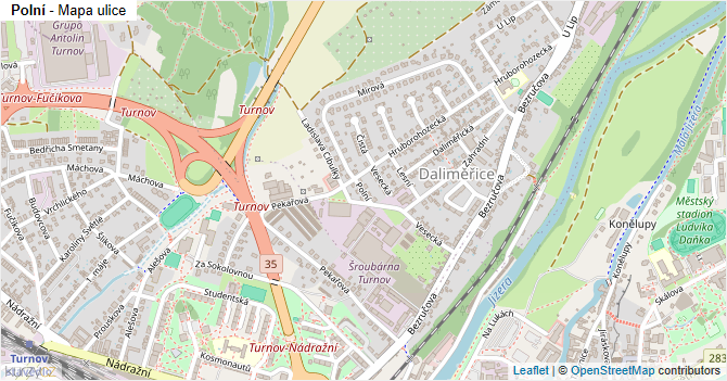 Polní - mapa ulice