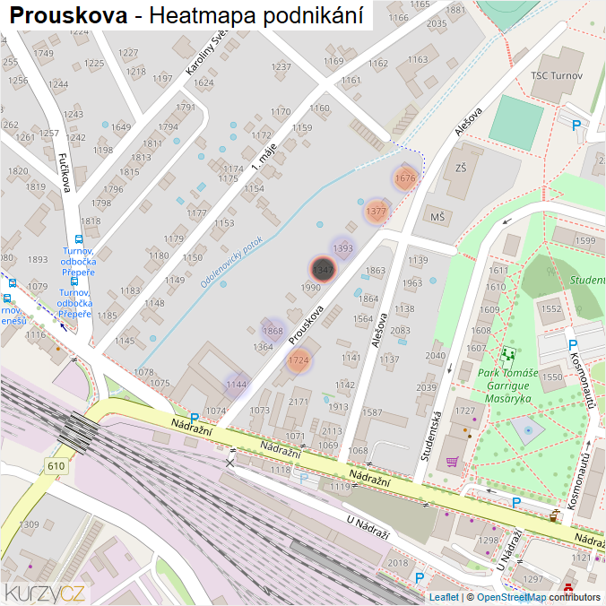Mapa Prouskova - Firmy v ulici.
