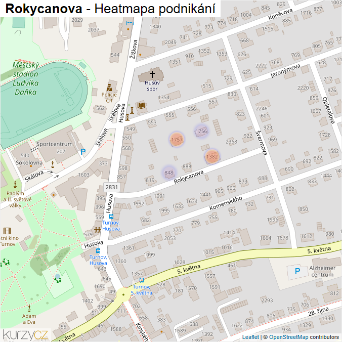 Mapa Rokycanova - Firmy v ulici.